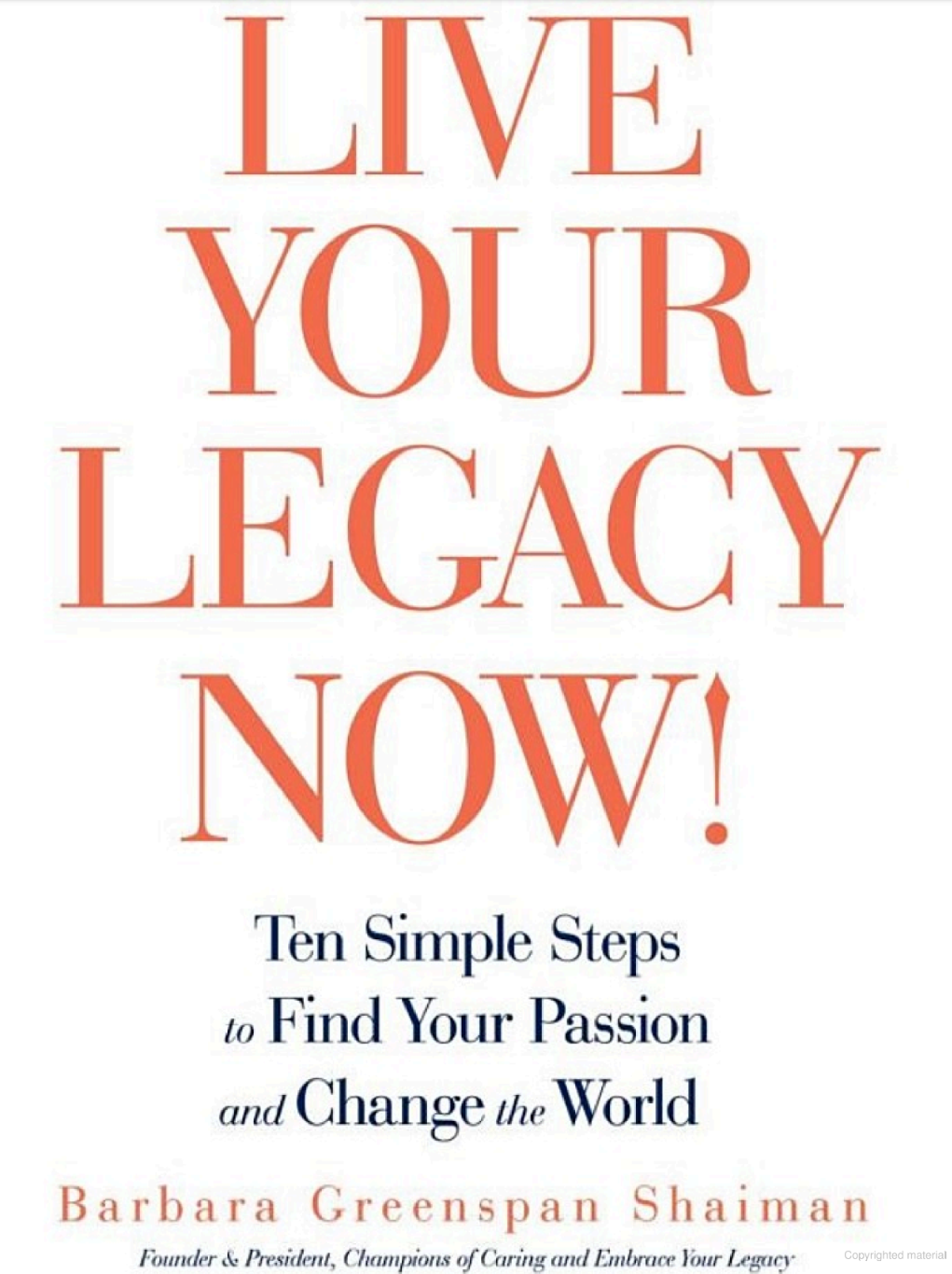 Live Your Legacy Now Book Cover Image