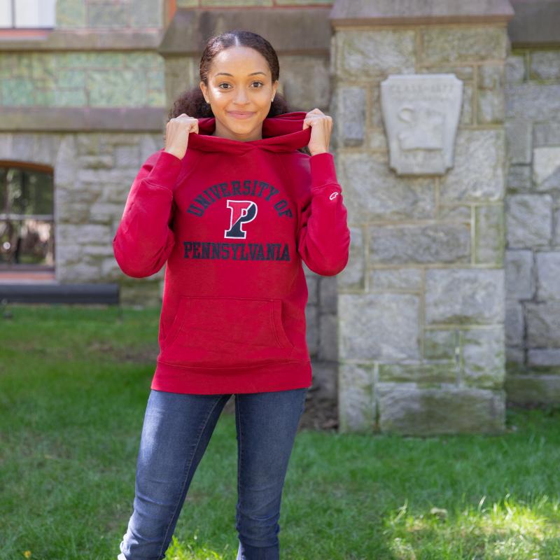 Woman in Penn sweatshirt